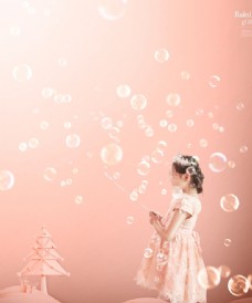 粉色泡泡儿童模型背景素材
