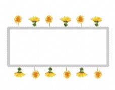 矢量长方形边框上的黄色小菊花