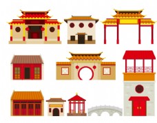 中国风设计手绘城门素材