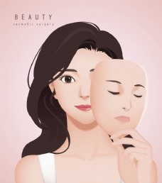化妆美人矢量美容化妆美女人物