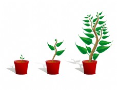 绿树矢量生根发芽的小树苗元素