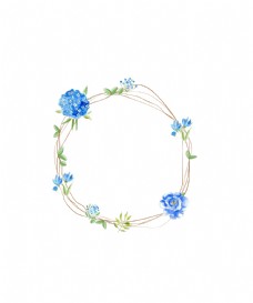 蓝色小清新花朵边框