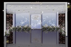 蓝色素雅纯净冷色舞台婚礼效果图高级灰色图