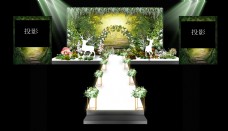 绿色森系婚礼舞台效果图