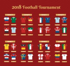 卡通矢量2018世界杯足球服装