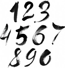 字体手绘毛笔艺术数字