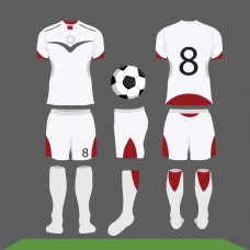 红色球矢量白色和红色足球服装