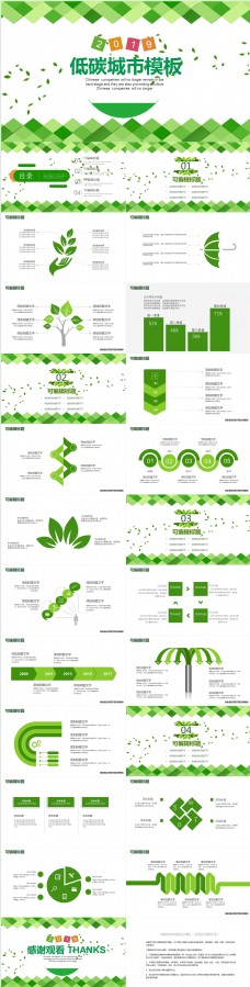 创意图形绿色创意无规则图形低碳环保宣传PPT模板