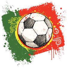 国足葡萄牙足球插画元素