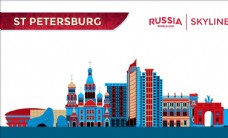 矢量彩色卡通俄罗斯世界杯城市建