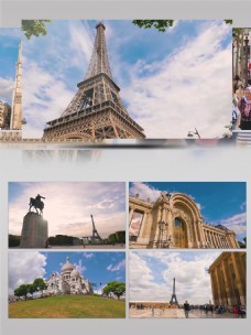 人文景观4k浪漫巴黎铁塔城市景观历史人文建筑展示