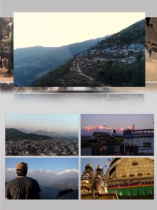 观光旅游4k喜马拉雅山城市景观鸟瞰旅游观光航拍