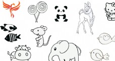 动物画卡通简笔画动物熊猫