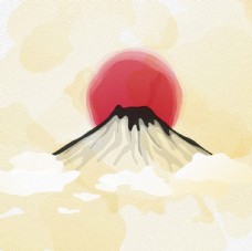 富士山水彩背景