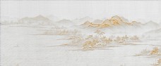 美国新中式山水柔美线描壁画