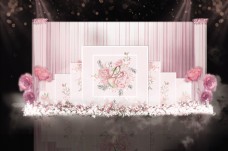 粉色水彩花婚礼背景