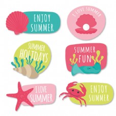 创意海滩主题夏季促销标签设计